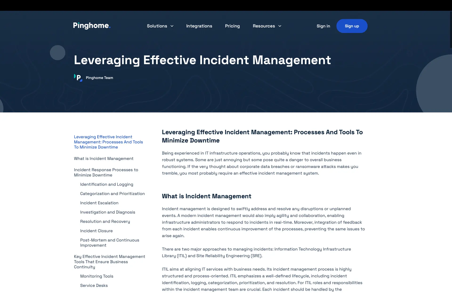 Research: Leveraging Eﬀective Incident Management
